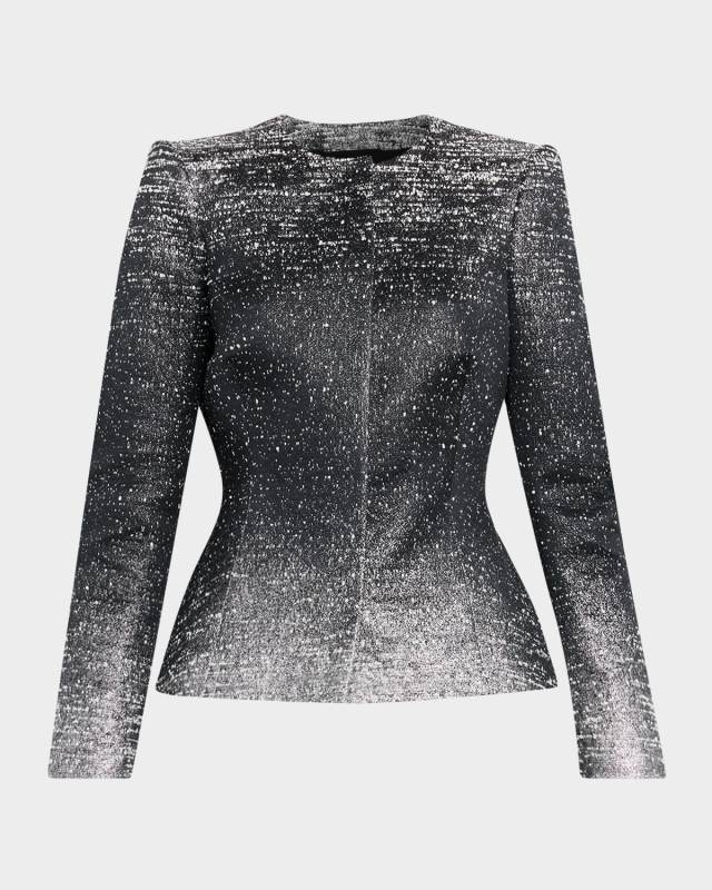 Ombre Metallic Boucle Jacquard Single-Breasted Jacket